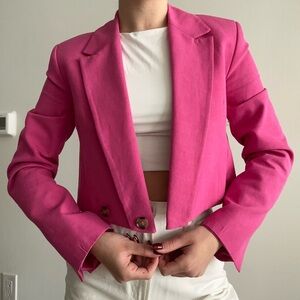 Hot pink cropped zara blazer